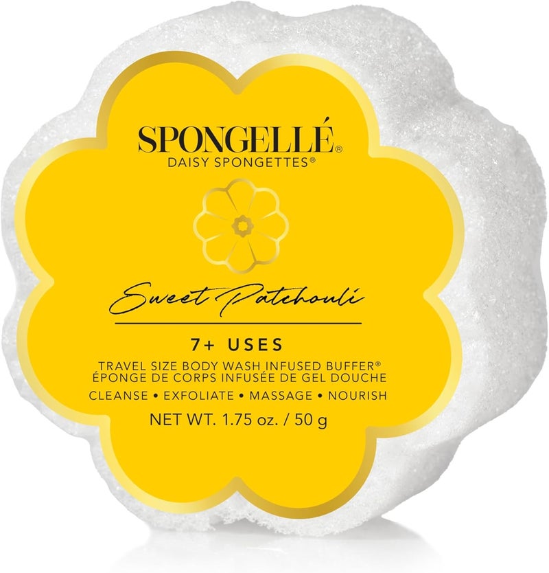 SPONGELLÉ Spongelle Sweet Patchouli Spongette Loofah Body Scrubber | Bath & Shower Loofah for Women | Body Scrubber Exfoliator with Body Wash Infused Sponge | 5+ uses | Warm Patchouli, Amber & Vanilla - Image 1